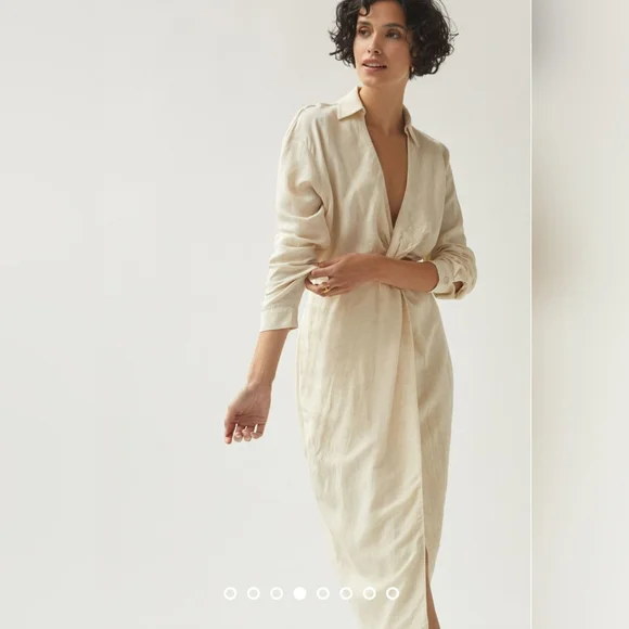 Anthropologie V-neck knot Front Midi Dress - Picture 5 of 13